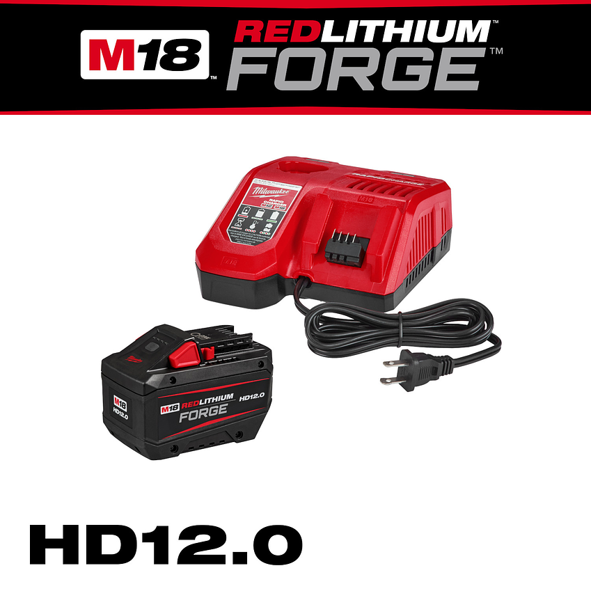 Milwaukee Kit Batería M18 FORGE HD12.0 Ah + Cargador Rápido 48-59-1813GB 2