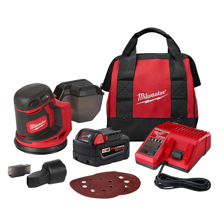 Kit Lijadora Roto Orbital Inalámbrica 5 Pulgadas Milwaukee M18 2648-20 1