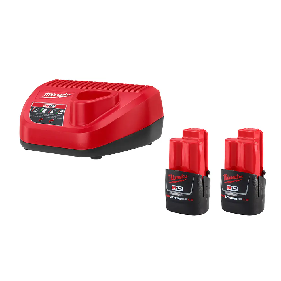 Pack 2 Baterías Milwaukee M12 CP 1.5 Amperios + Cargador 1