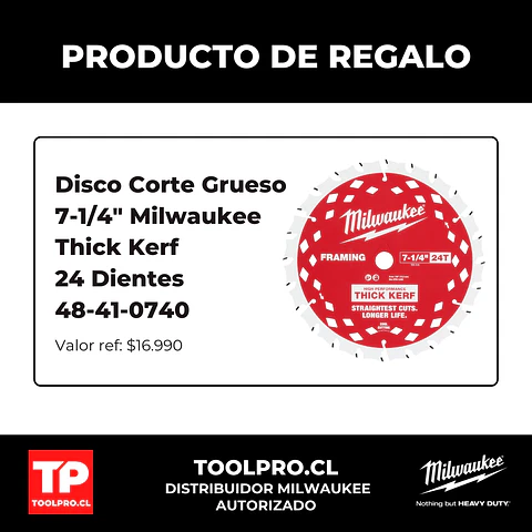 Disco 7-1/4" Milwaukee Nitrus Maderas con Clavos + Disco Thick Kerf GRATIS 