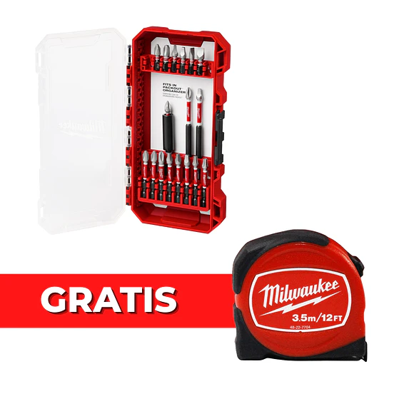 Set de puntas Milwaukee 18 piezas + Huincha 3.5 mt GRATIS 1