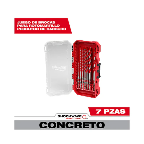 Set Brocas Largas Para Concreto 7 Pzs Milwaukee Shockwave 48-20-9057 3