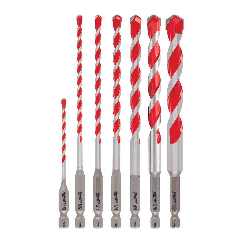 Set Brocas Largas Para Concreto 7 Pzs Milwaukee Shockwave 48-20-9057 4