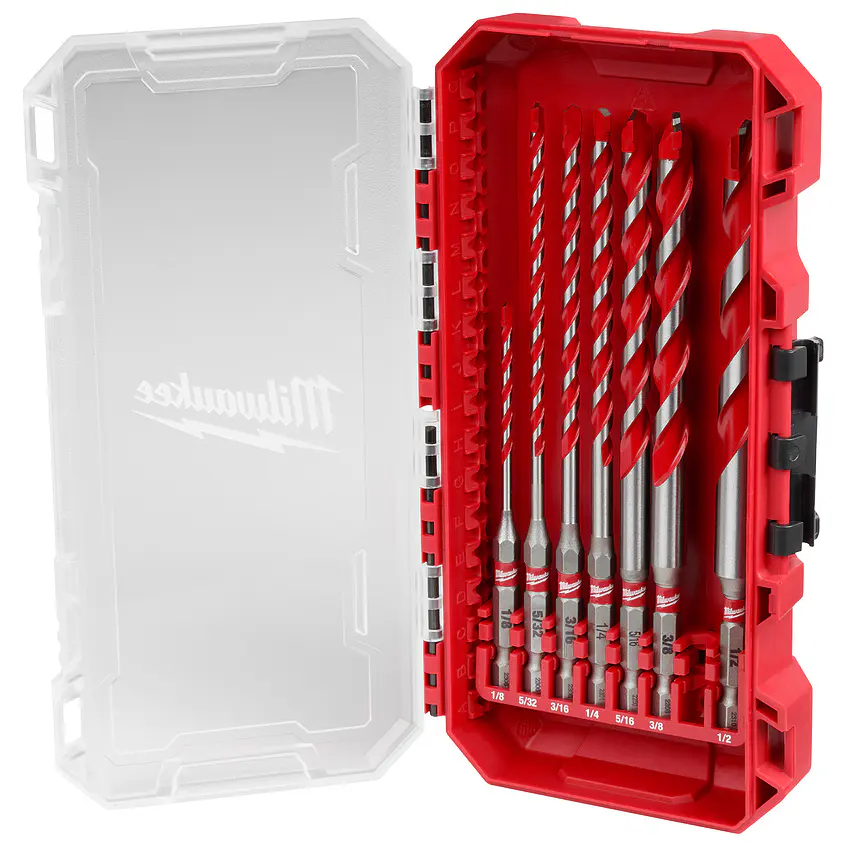 Set Brocas Largas Para Concreto 7 Pzs Milwaukee Shockwave 48-20-9057 1