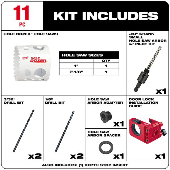 Kit Instalación De Cerradura Milwaukee Hole Dozer 49-22-4073 9