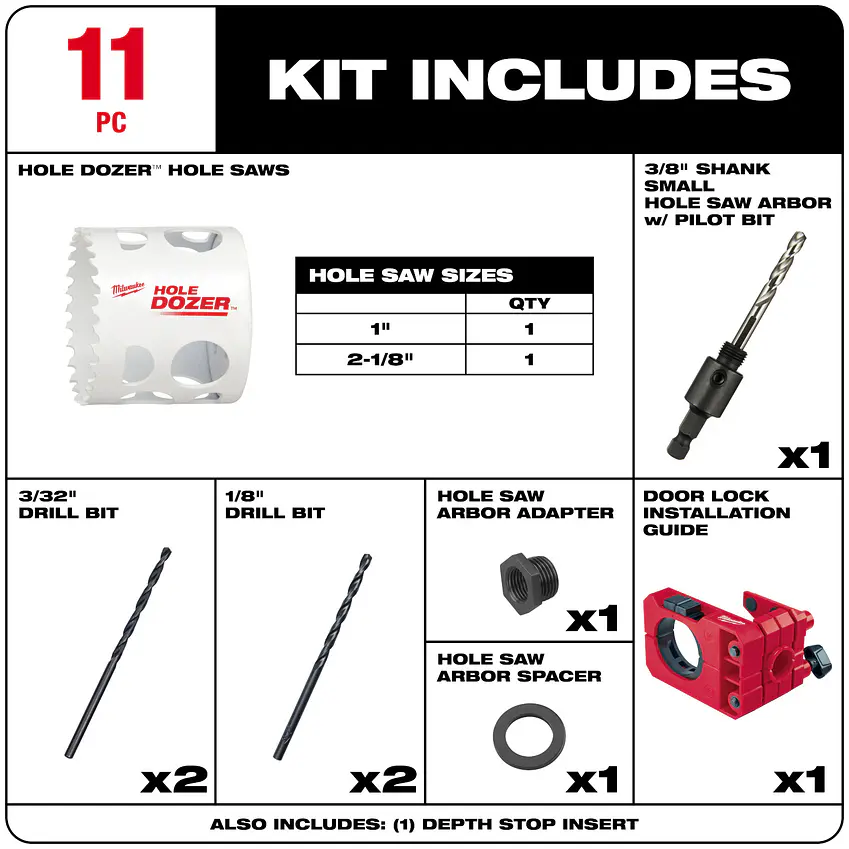 Kit Instalación De Cerradura Milwaukee Hole Dozer 49-22-4073 9