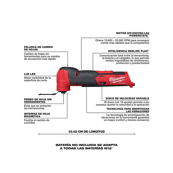 Herramienta Oscilatoria Multiusos Milwaukee M12 Fuel 2526-20 5