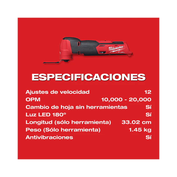 Herramienta Oscilatoria Multiusos Milwaukee M12 Fuel 2526-20 6