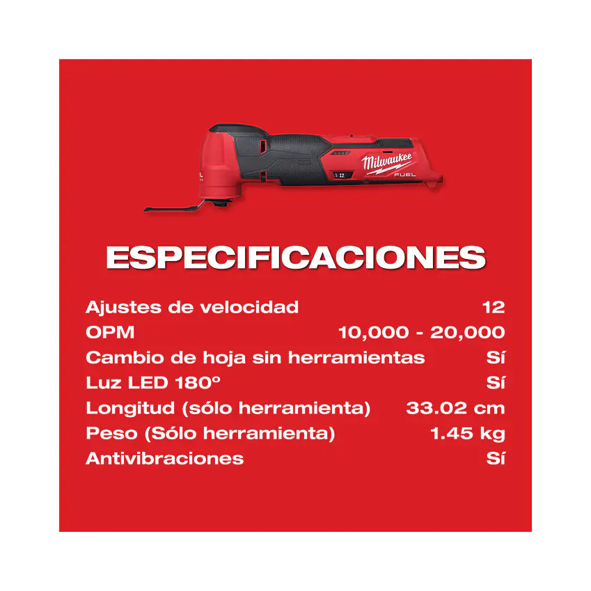 Herramienta Oscilatoria Multiusos Milwaukee M12 Fuel 2526-20 6