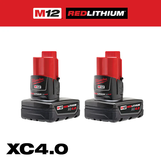 Pack 2 Baterías Milwaukee M12 REDLITHIUM XC4.0 Ah 48-11-2442 2