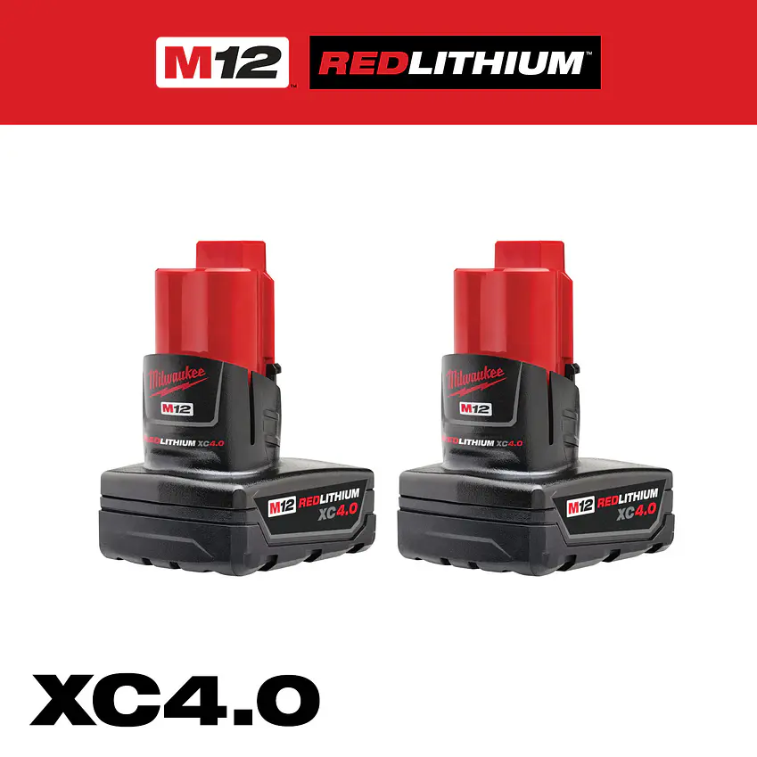 Pack 2 Baterías Milwaukee M12 REDLITHIUM XC4.0 Ah 48-11-2442 2