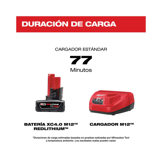 Pack 2 Baterías Milwaukee M12 REDLITHIUM XC4.0 Ah 48-11-2442 4