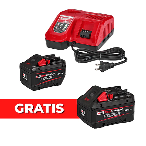 Kit Batería Milwaukee M18 FORGE 12 Ah c/ Cargador Rápido + Batería FORGE 8Ah