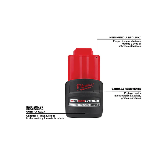 Pack 2 Baterías Milwaukee M12 High Output CP 2.5 Ah + Cargador 3