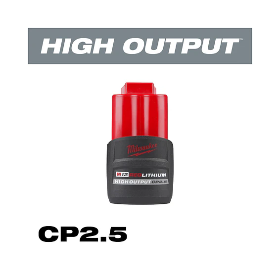 Pack 2 Baterías Milwaukee M12 High Output CP 2.5 Ah + Cargador 8