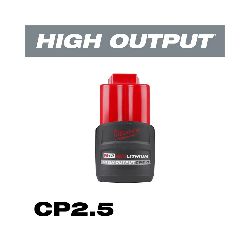 Pack 2 Baterías Milwaukee M12 High Output CP 2.5 Ah + Cargador 8