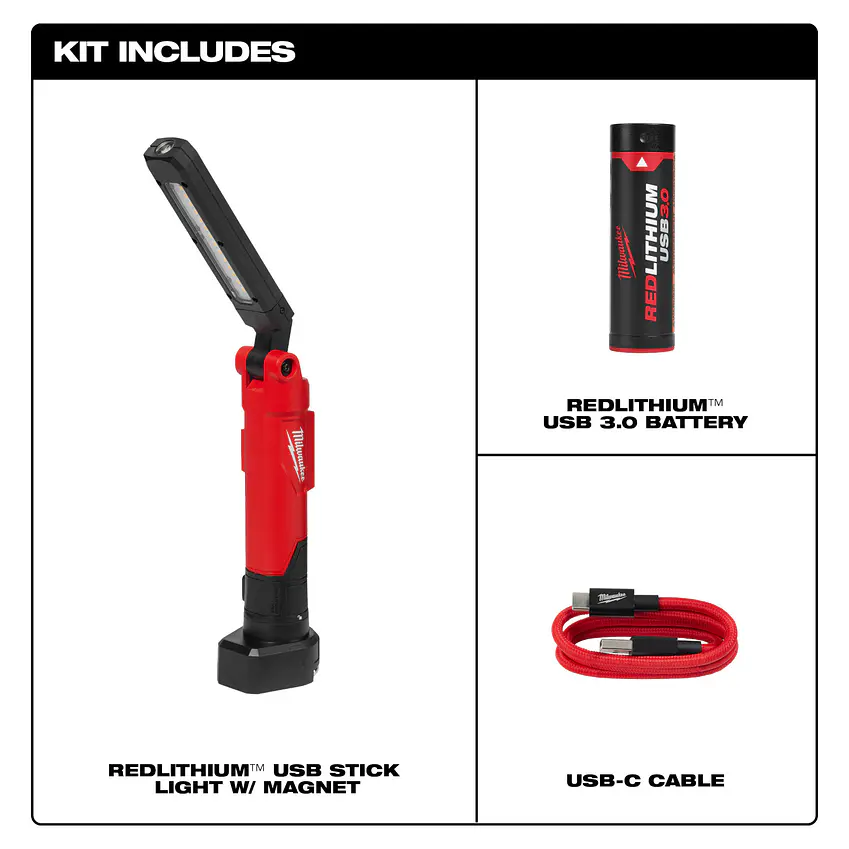 Linterna Tipo Barra Milwaukee Recargable USB Magnética 550 Lúmenes 2128-21 7