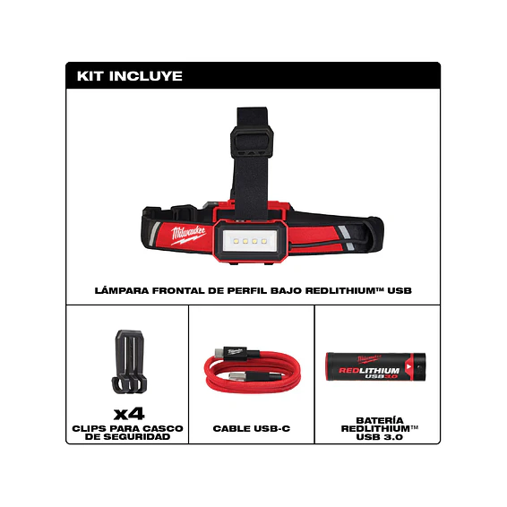 Linterna Frontal Para Casco Recargable Milwaukee 600 lúmenes IP54 2115-21 7
