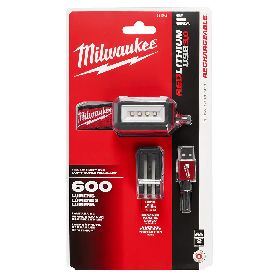 Linterna Frontal Para Casco Recargable Milwaukee 600 lúmenes IP54 2115-21 8