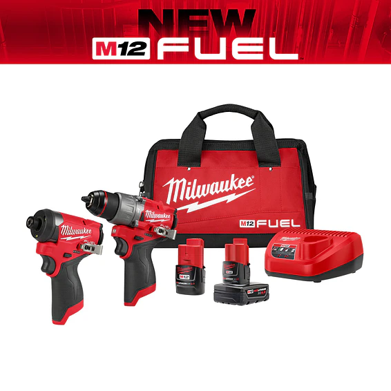 Taladro Percutor + Atornillador Impacto Milwaukee M12 Fuel 3ra Gen 3497-22 3