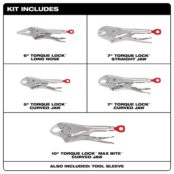 Set 5 Caimanes De Presión Milwaukee Torque Lock 48-22-3695 3