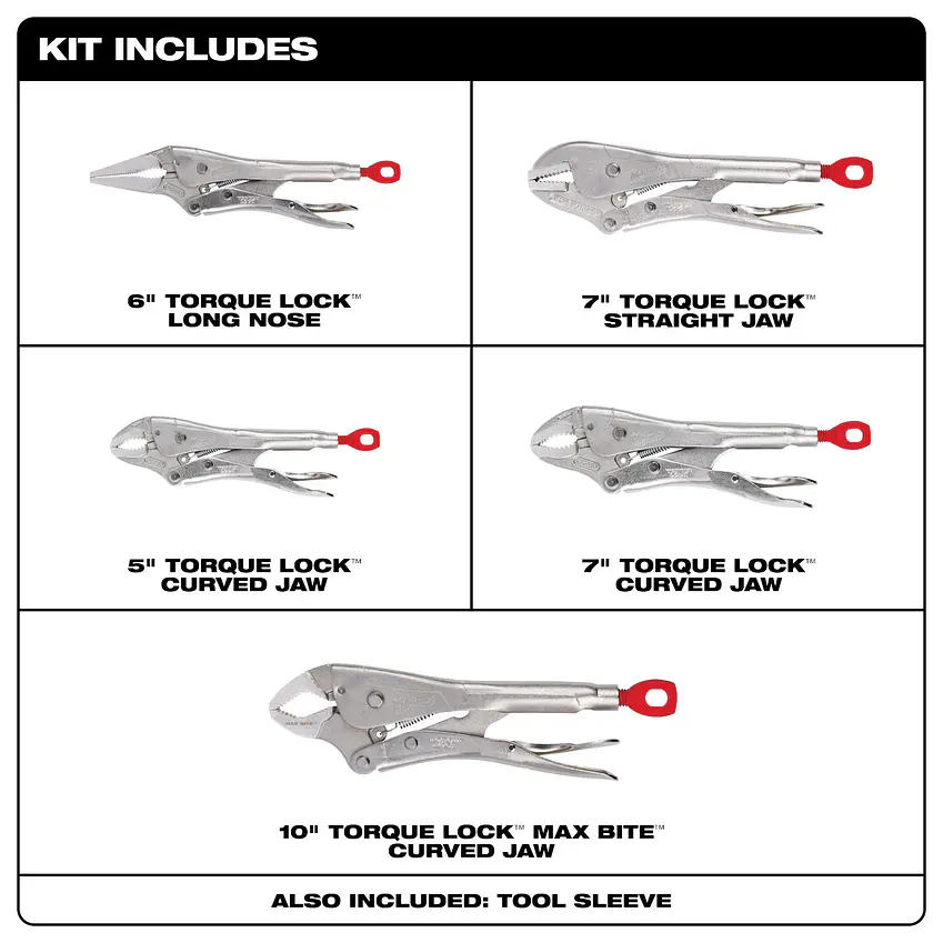 Set 5 Caimanes De Presión Milwaukee Torque Lock 48-22-3695 3