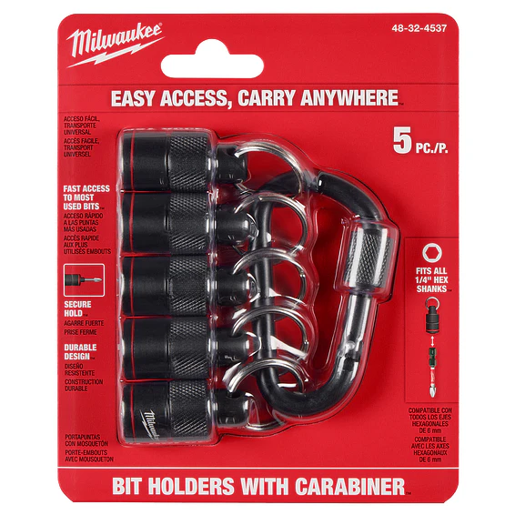 Porta Puntas Hexagonal Tipo Llavero Con Mosquetón Milwaukee 5 Pzs 48-32-4537 6