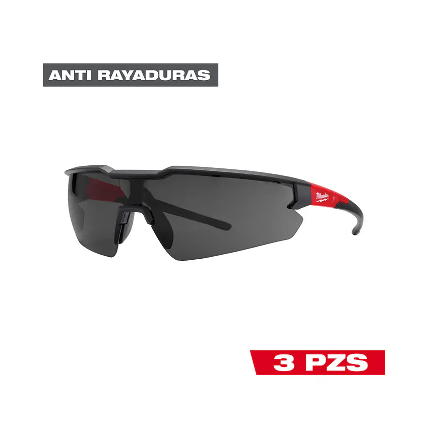 Pack 3 Lentes De Seguridad Milwaukee Oscuros Anti Rayas 48-73-2054 2