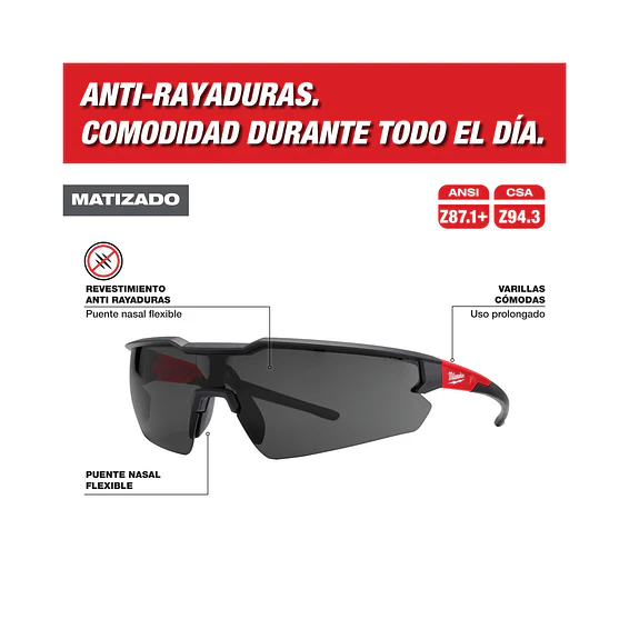 Pack 3 Lentes De Seguridad Milwaukee Oscuros Anti Rayas 48-73-2054 7