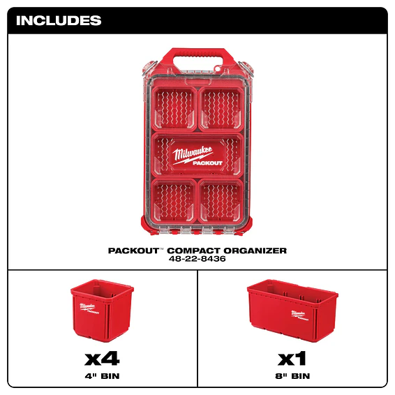 Organizador Compacto Milwaukee PACKOUT Bajo Perfil 48-22-8436 8