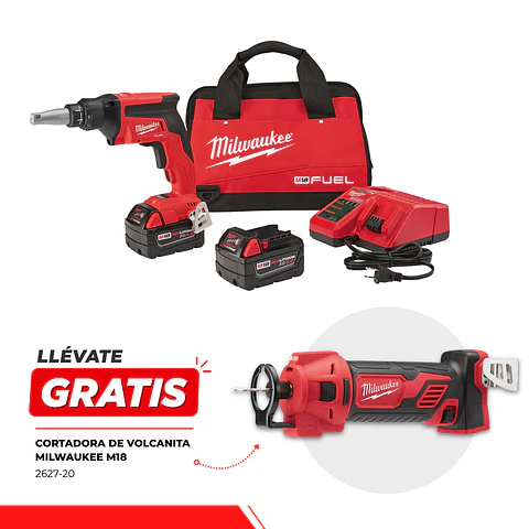 Kit Atornillador Volcanita Milwaukee M18 FUEL 2866-22 + Cortadora De Paneles