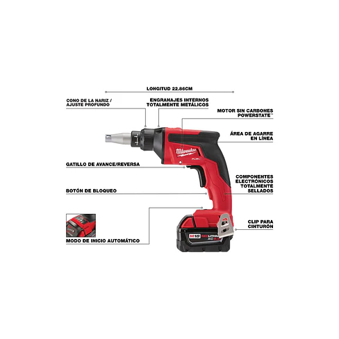 Kit Atornillador Volcanita Milwaukee M18 FUEL 2866-22 + Cortadora De Paneles 5