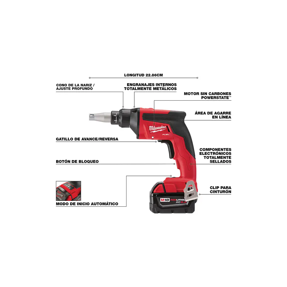 Kit Atornillador Volcanita Milwaukee M18 FUEL 2866-22 + Cortadora De Paneles 5