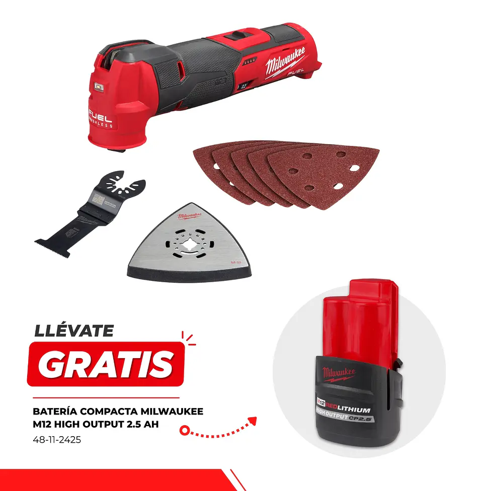 Herramienta Oscilatoria Multiusos Milwaukee M12 Fuel 2526-20 + Batería 1