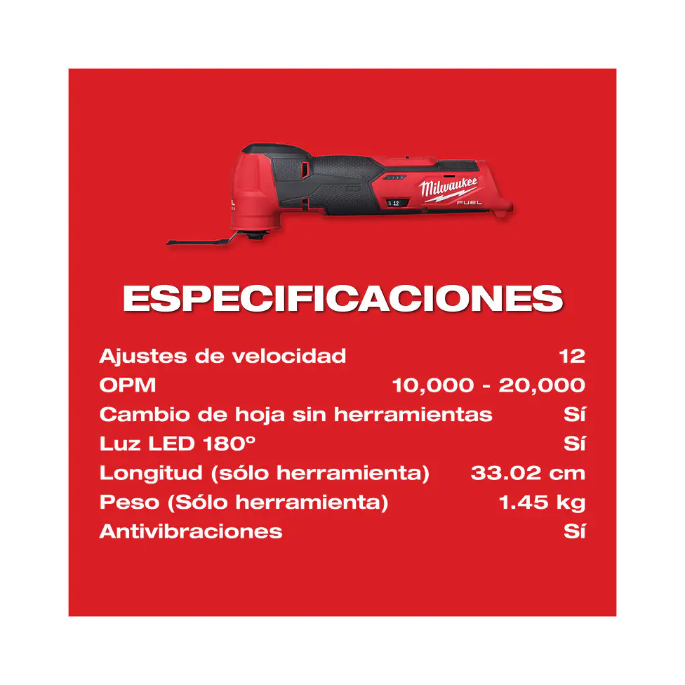 Herramienta Oscilatoria Multiusos Milwaukee M12 Fuel 2526-20 + Batería 6