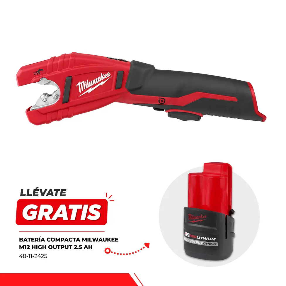 Cortadora de Tubos de Cobre Inalámbrica Milwaukee M12 2471-20 + Batería 1