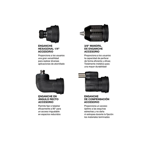 Taladro De Instalación 4 en 1 Milwaukee M12 Fuel Cabezal Intercambiable 2505-20 10