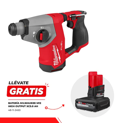 Rotomartillo Compacto Milwaukee M12 FUEL SDS Plus 5/8” 2508-20 + Batería