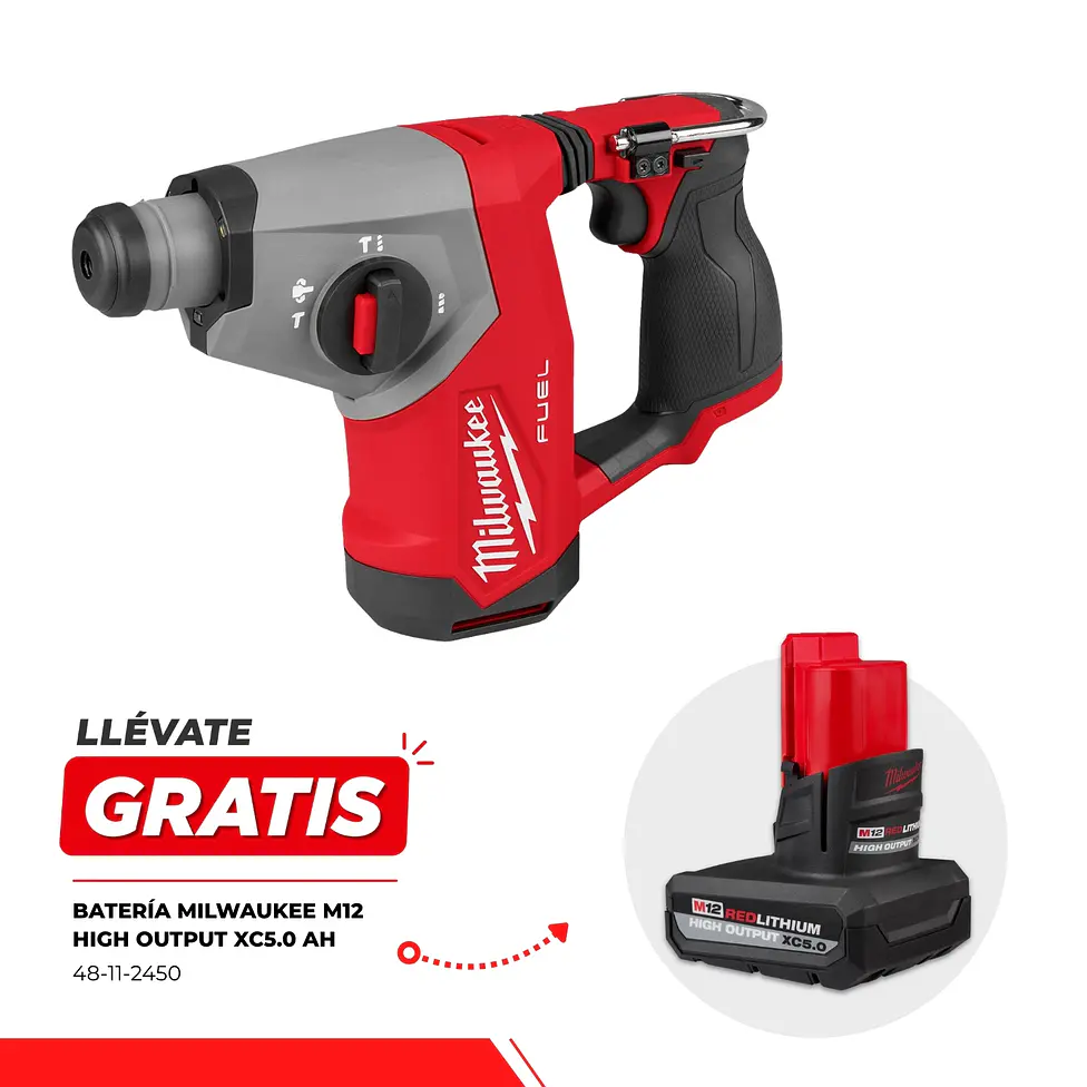 Rotomartillo Compacto Milwaukee M12 FUEL SDS Plus 5/8” 2508-20 + Batería 1