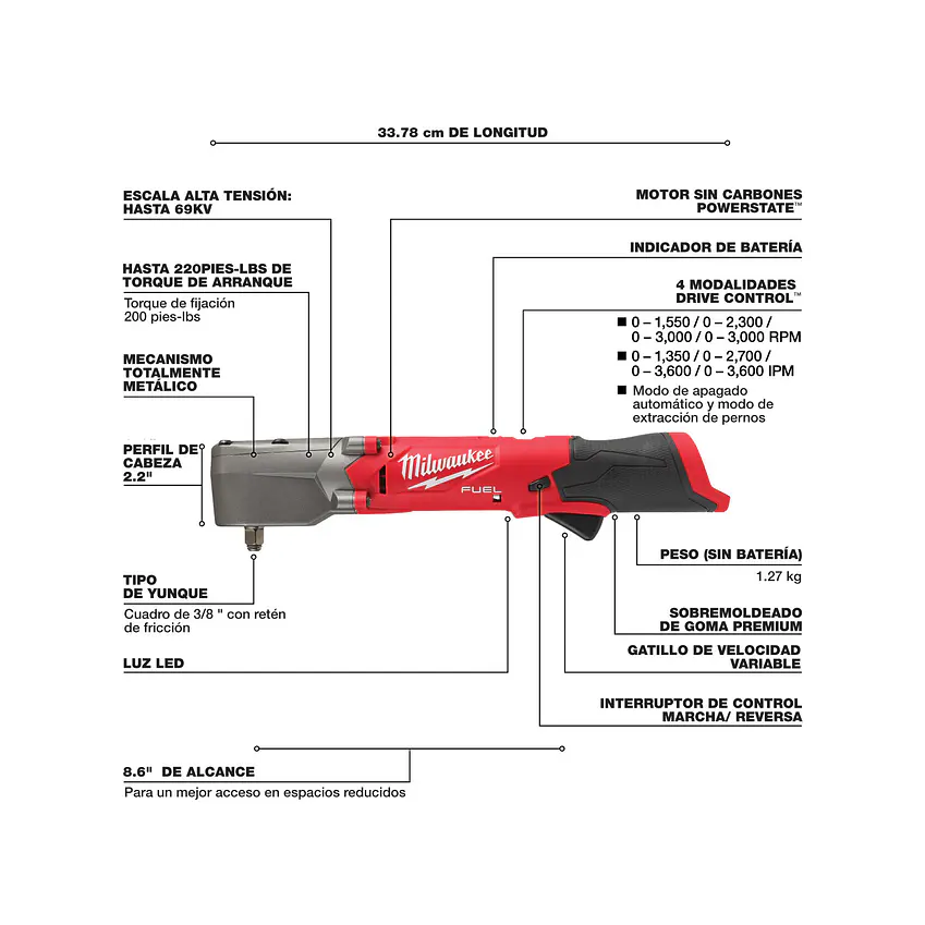 Llave De Impacto Angulo Recto 3/8