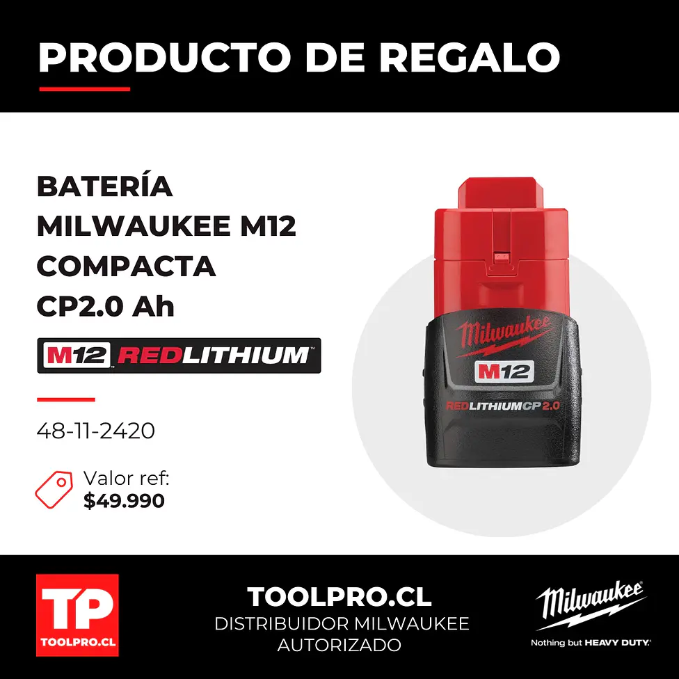 Foco de Montaje Milwaukee M12 ROVER Magnético 1000 lm 2364-20 + Batería 2