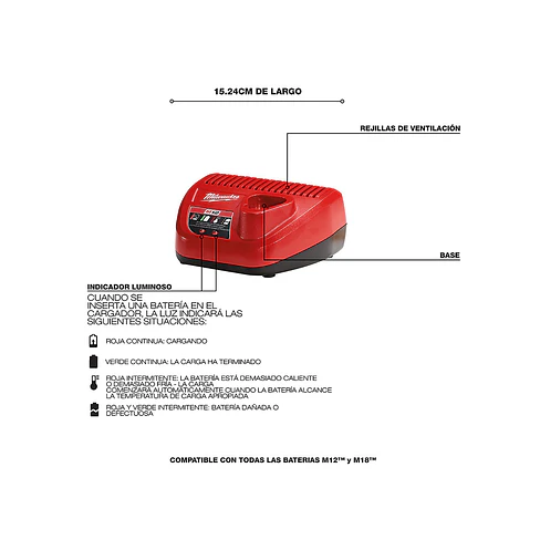 Cargador De Baterías Milwaukee M12 220V 5