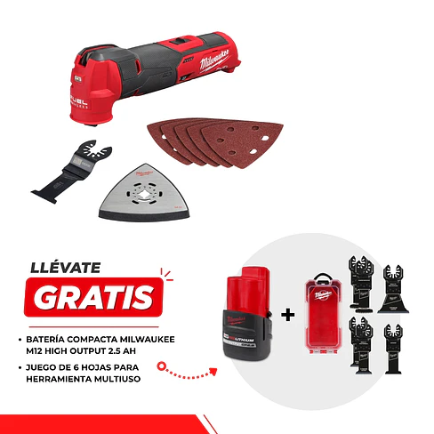 Herramienta Oscilatoria Multiusos Milwaukee M12 Fuel 2526-20 + Regalos 1