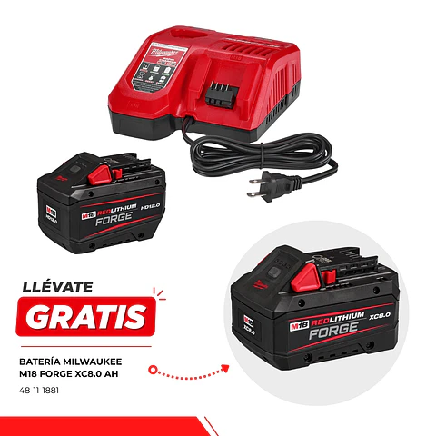 Kit Batería Milwaukee M18 FORGE 12 Ah c/ Cargador Rápido + Batería FORGE 8Ah