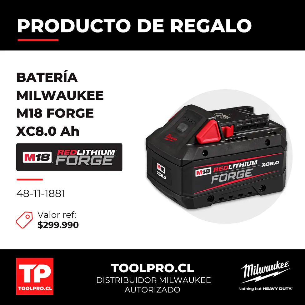 Kit Batería Milwaukee M18 FORGE 12 Ah c/ Cargador Rápido + Batería FORGE 8Ah 2