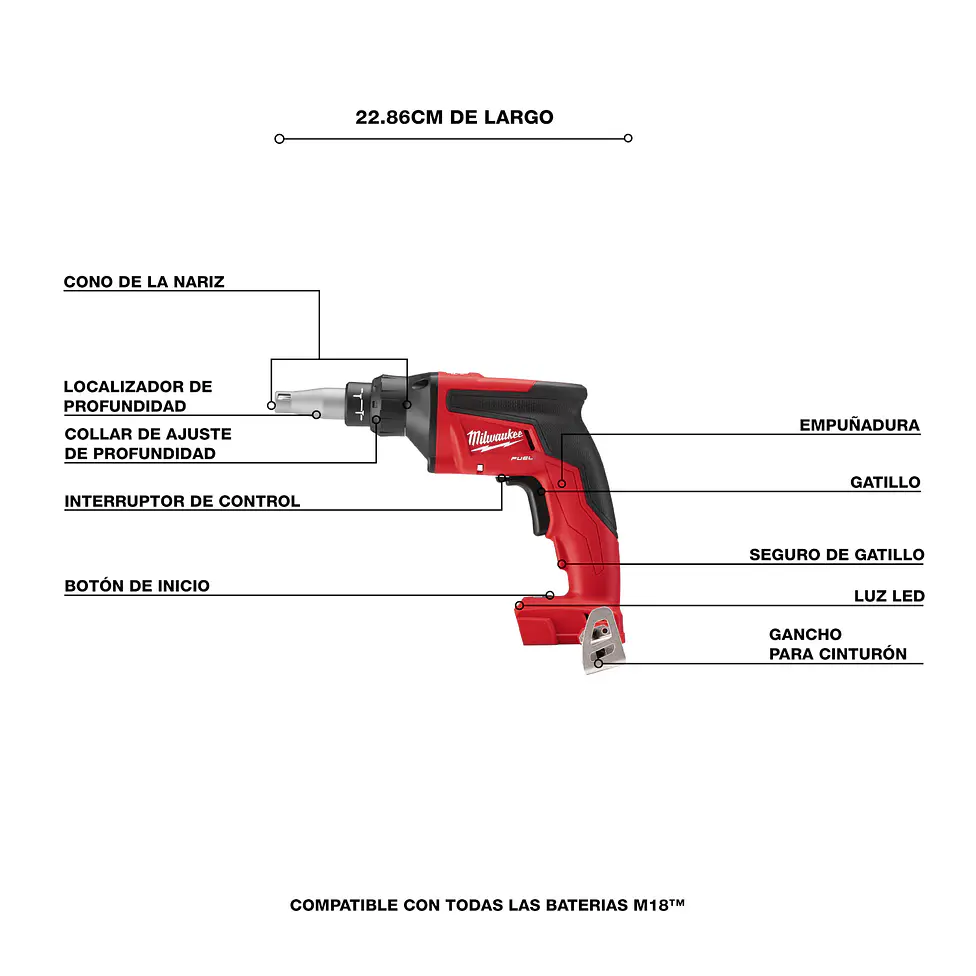 Atornillador Volcanita Drywall Milwaukee M18 Fuel 2866-20 3