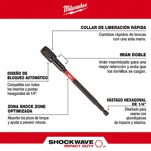 Porta Puntas Milwaukee 15 Cm Bloqueo Automático 48-32-4532 4