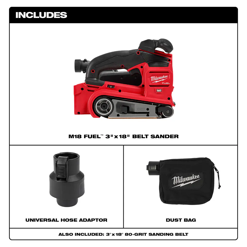 Lijadora De Banda Milwaukee M18 Fuel 3 x 18 Pulgadas 2832-20 6