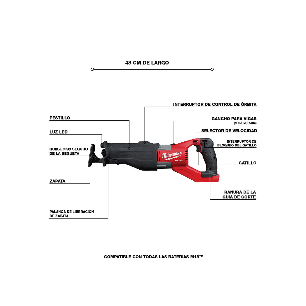 Sierra Sable Milwaukee M18 FUEL SUPER SAWZALL 2722-20 4