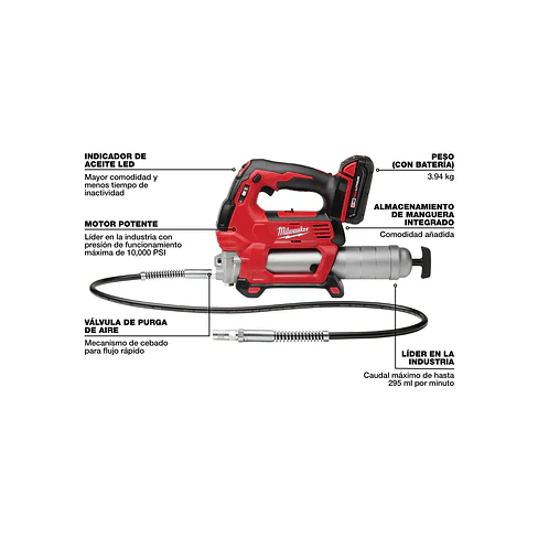 Kit Llave Impacto Milwaukee M18 FUEL Alto Torque + Grasera M18 2967-22GG 6
